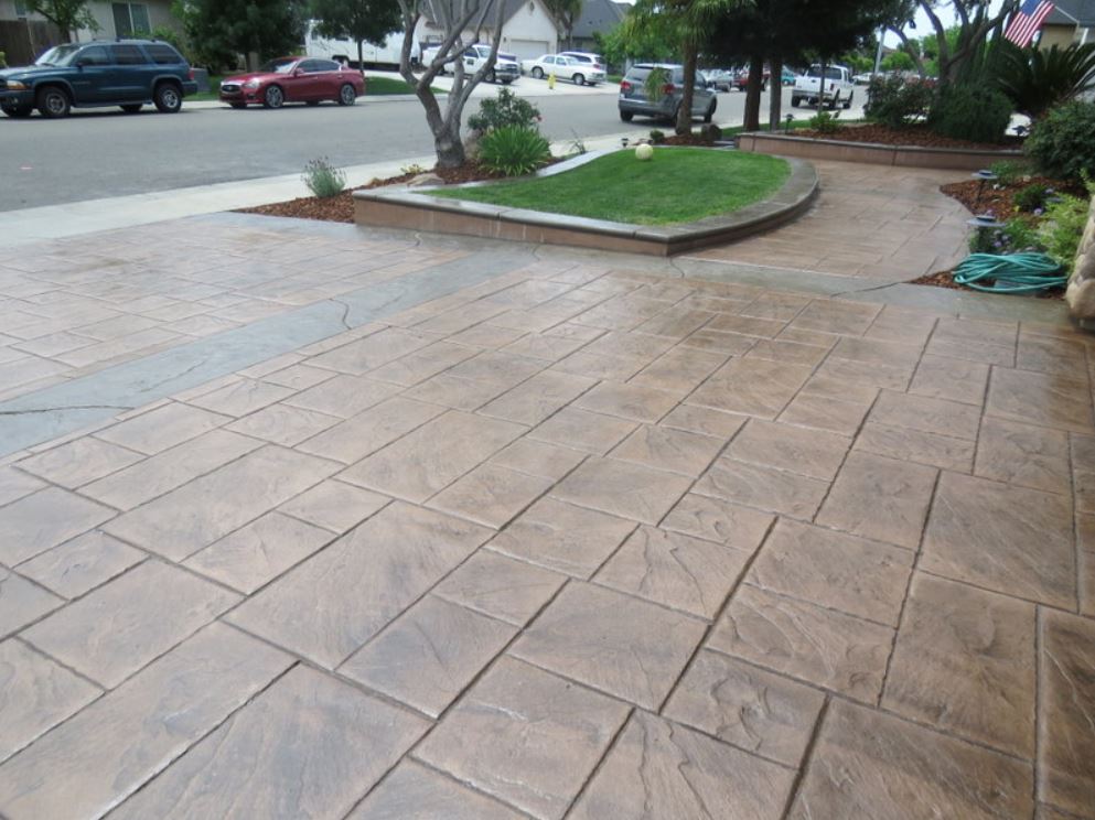 This is a picture of a stamped concrete driveway in Folsom, California