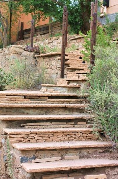 picture of a stone staircase in the backyard of a Roseville home.